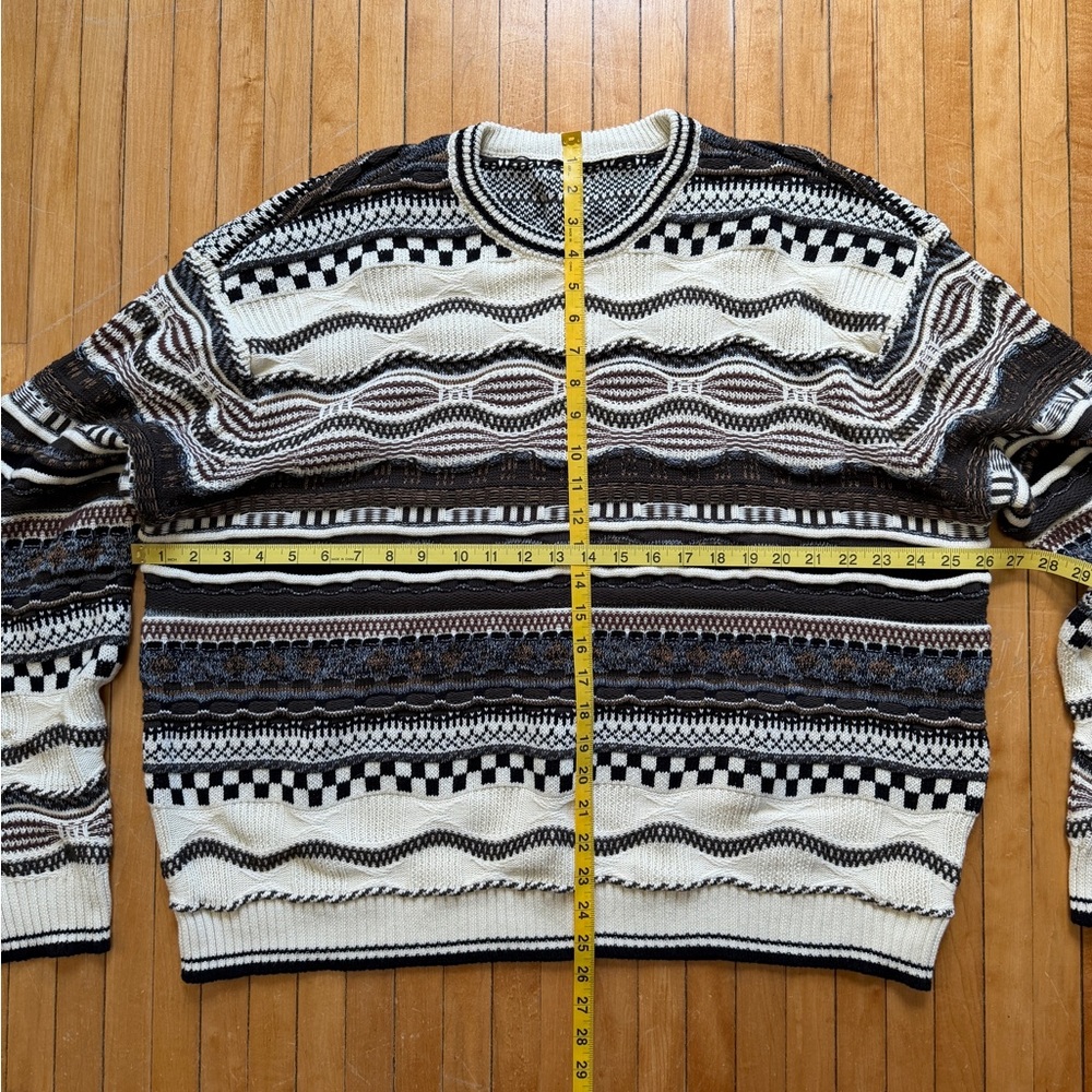 VTG 90s Unbranded Coogi Style 3D Knit Multicolored Grandpa Sweater Sz. XL - Picture 7 of 7
